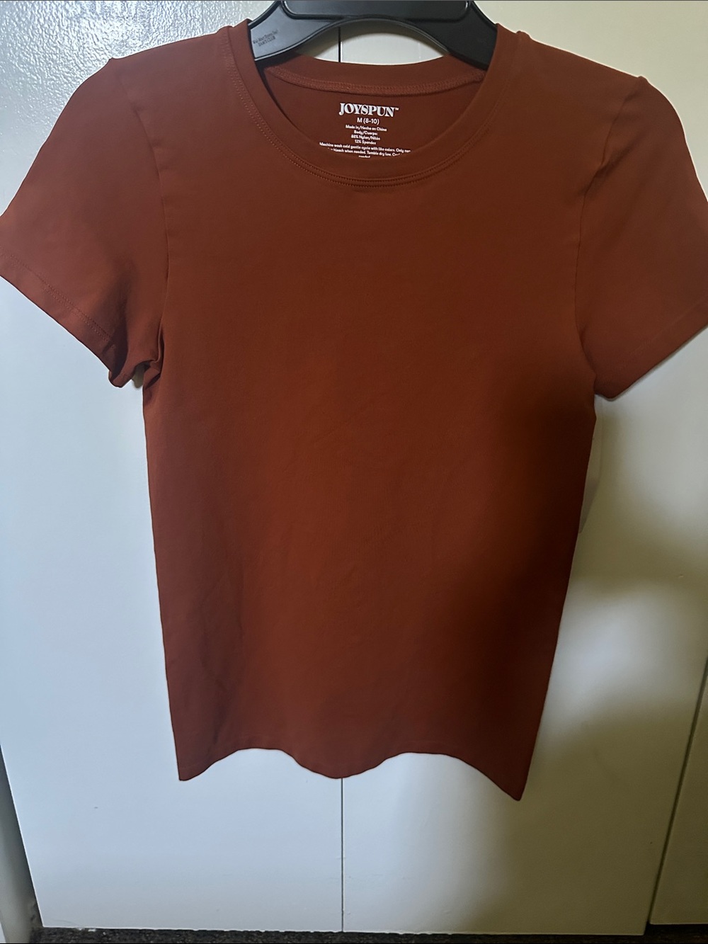 Joyspun Women's Crewneck Short Sleeve Tee in Rust